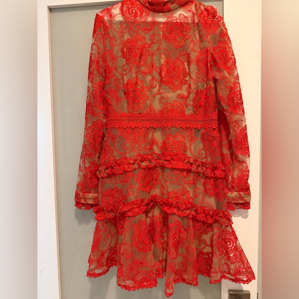 NICHOLAS Red Lace Dress